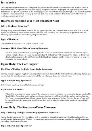 From Head to Toe: Full Guide to Choosing the Right Sportswear