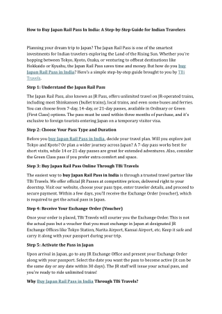 How to Buy Japan Rail Pass In India A Step-by-Step Guide for Indian Travelers