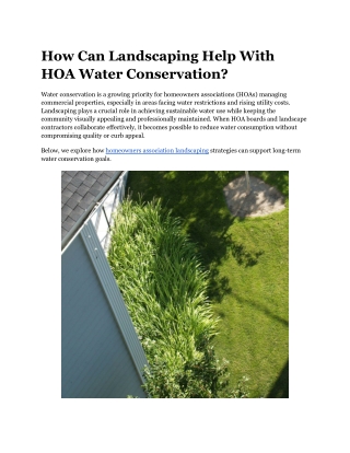 How Can Landscaping Help With HOA Water Conservation