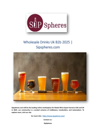 Wholesale Drinks Uk B2b 2025 | Sipspheres.com