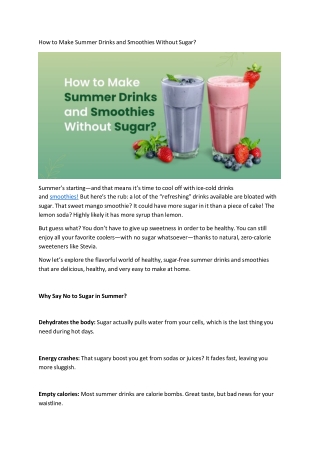 How to Make Summer Drinks and Smoothies Without Sugar