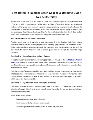 Best Guest Houses In Palolem Goa - Hilias Retreat Resort