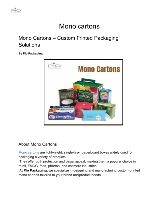 Best Mono cartons in Chennai