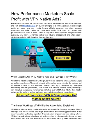 How Performance Marketers Scale Profit with VPN Native Ads_