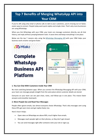 Top 7 Benefits of Merging WhatsApp API into Your CRM