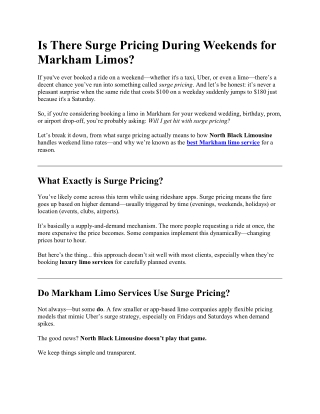 Is There Surge Pricing During Weekends for Markham Limos