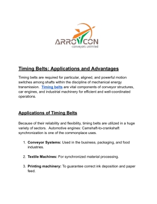 Timing Belts Applications and Advantages