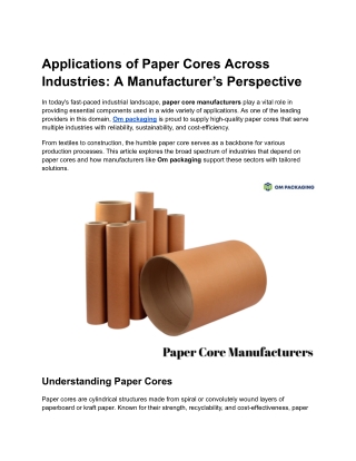 Paper Core Manufacturers