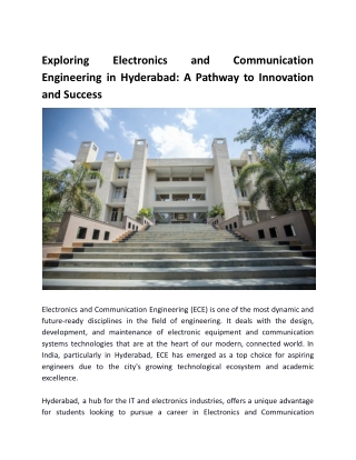 Exploring Electronics and Communication Engineering in Hyderabad