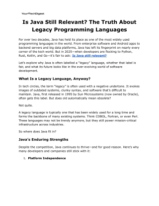 Is Java Still Relevant_ The Truth About Legacy Programming Languages