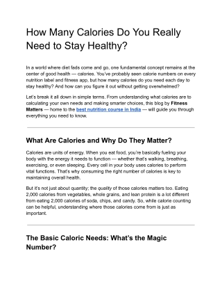 How Many Calories Do You Really Need to Stay Healthy