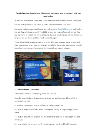 Detailed explanation of rental LED screens for events how to choose, install and