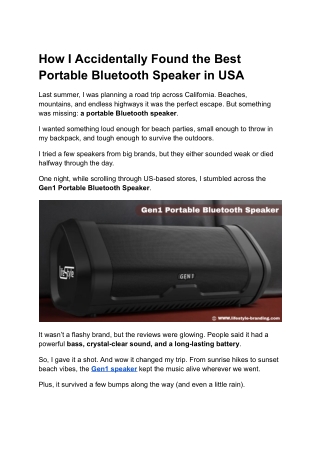 How I Accidentally Found the Best Portable Bluetooth Speaker in the USA