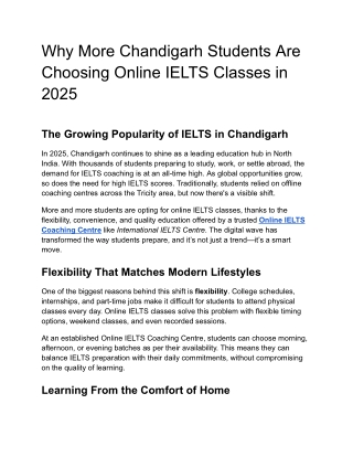 Why More Chandigarh Students Are Choosing Online IELTS Classes in 2025