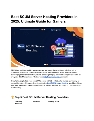 Best SCUM Hosting Services for Modding and Multiplayer Fun