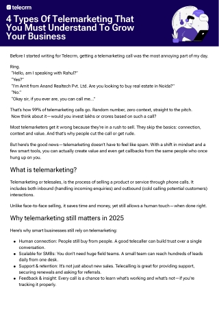 Types of TeleMarketing