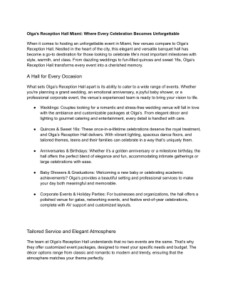 Olga's Reception Hall