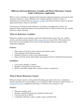 Difference Between Refractory Castables and Mortar Refractory Cement Blog
