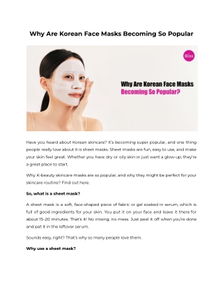 Why Are Korean Face Masks Becoming So Popular