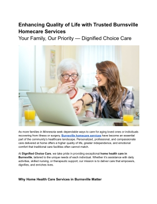 Enhancing Quality of Life with Trusted Burnsville Homecare Services _ Dignified Choice Care