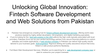 Unlocking Global Innovation_ Fintech Software Development and Web Solutions from Pakistan