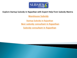 Explore Startup Subsidy in Rajasthan with Expert Help from Subsidy Mantra