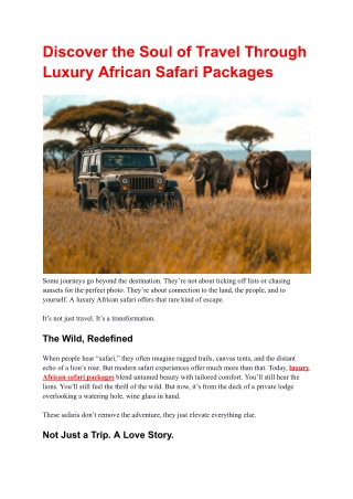 Discover the Soul of Travel Through Luxury African Safari Packages