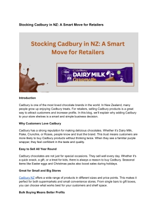 Stocking Cadbury in NZ A Smart Move for Retailers