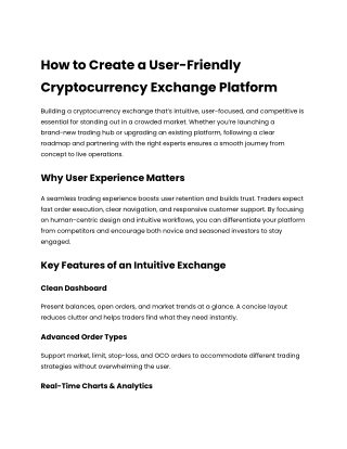 How to Create a User-Friendly Cryptocurrency Exchange Platform