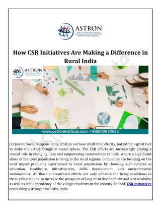 How CSR Initiatives Are Making a Difference in Rural India