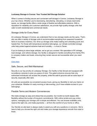 Lockaway Storage in Conroe: Your Trusted Self Storage Solution