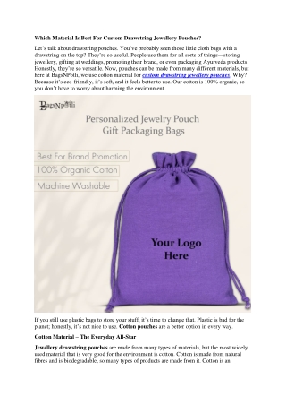 Custom Drawstring Jewellery Pouches