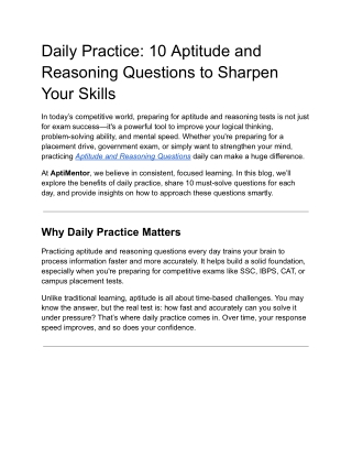 Daily Practice_ 10 Aptitude and Reasoning Questions to Sharpen Your Skills