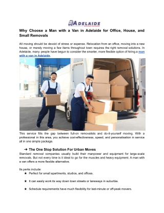 Man with a Van Adelaide – Trusted Office, House & Small Movers