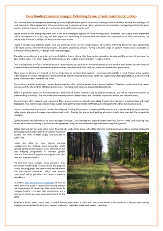 Deer Hunting Leases In Georgia: Unlocking Prime Private Land Opportunities