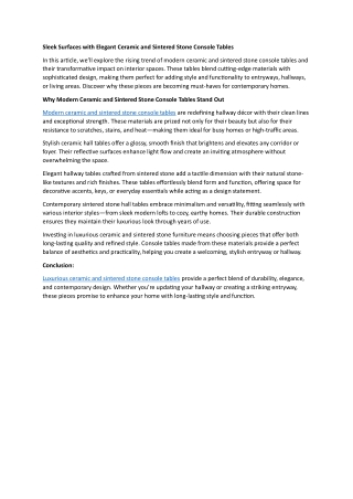 Sleek Surfaces with Elegant Ceramic and Sintered Stone Console Tables - 02