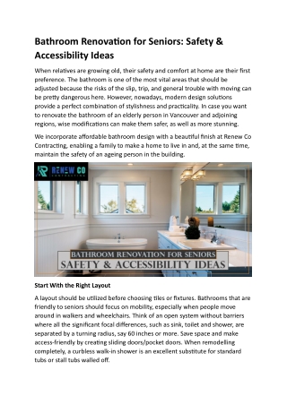 Bathroom Renovation for Seniors