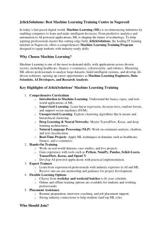 Machine Learning Training Centre In nagercoil