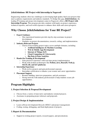 BE Project with Internship in nagercoil