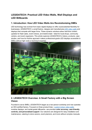 LEGIDATECH Practical LED Video Walls, Wall Displays and LED billboards