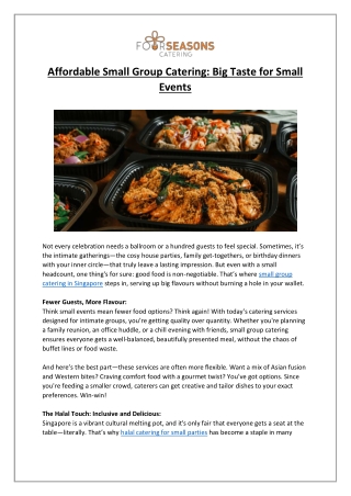 Affordable Halal Catering for Small Parties in Singapore - Four Seasons