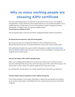 Why so many working people are choosing AIPU certificate