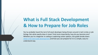 What is Full Stack Development & How to Prepare for Job Roles
