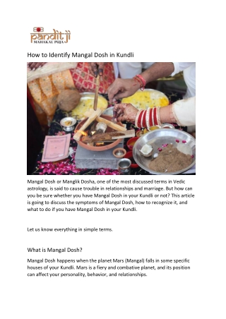 How to Identify Mangal Dosh in Kundli