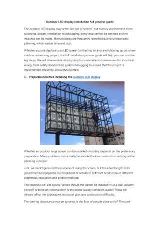 Outdoor LED display installation full process guide