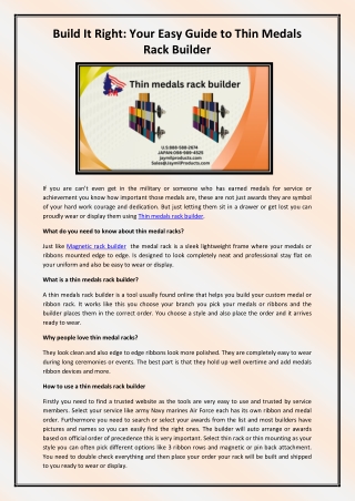 Thin medals rack builder