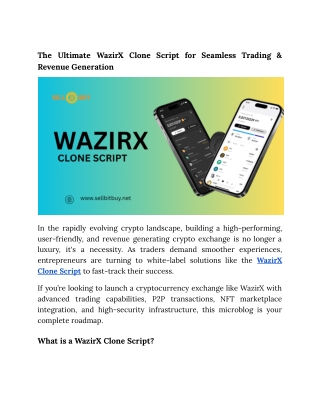 The Ultimate WazirX Clone Script for Seamless Trading & Revenue Generation
