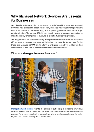 Why Managed Network Services Matter for Businesses | Spectra