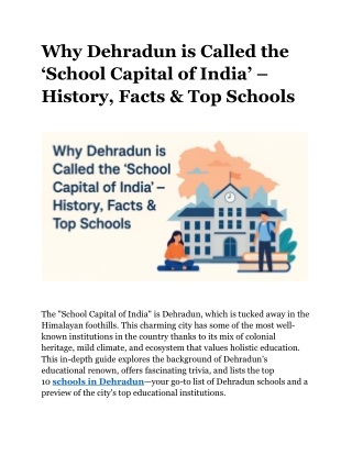 Why Dehradun is Called the ‘School Capital of India’