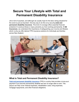 Secure Your Lifestyle with Total and Permanent Disability Insurance